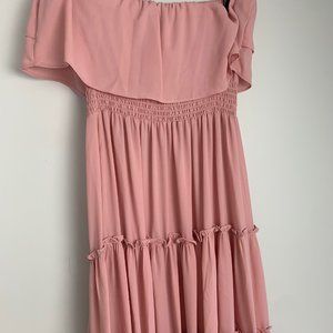 NWOT 1. State Women's Size XS Dusty Pink Ruffled Strapless Maxi Dress Boho Chic